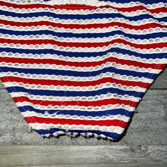 Janie and Jack Girl's One-Piece Swim Suit Red, White, & Blue Stripes Size 12-18M - Picture 3 of 7